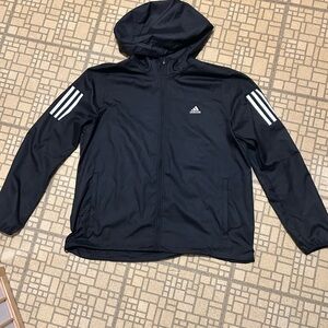 Adidas Men's Black Hooded Windbreaker